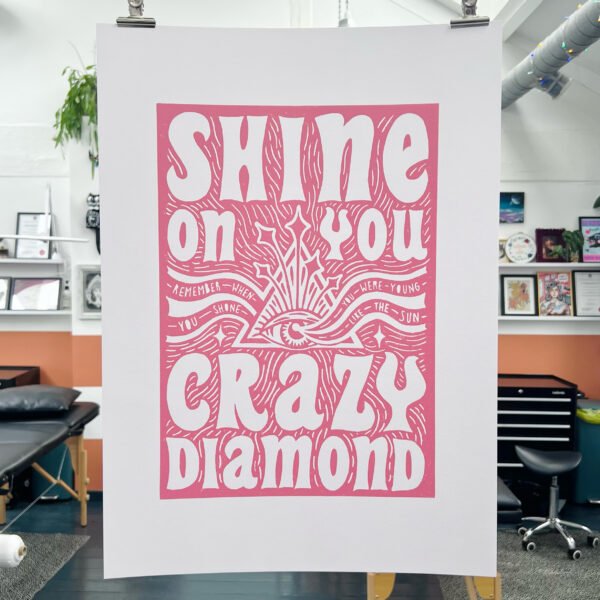 Shine On You Crazy Diamond | A2 Lino print