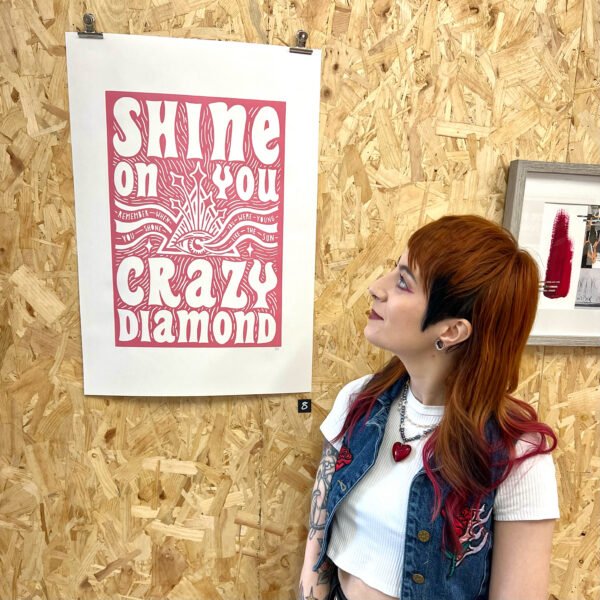 Shine On You Crazy Diamond | A2 Lino print - Image 2