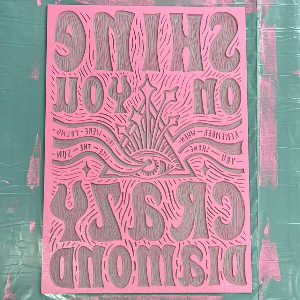 Shine On You Crazy Diamond | A2 Lino print - Image 3